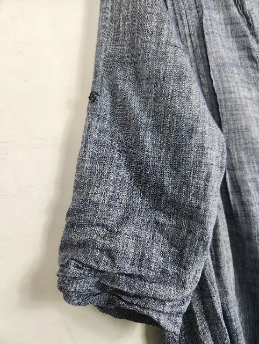 CP Shades Regina Chambray Blue Cotton Tunic Top Large Boho Lagenlook - Picture 8 of 12